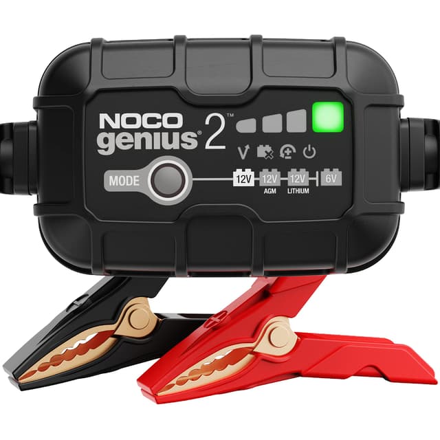 NOCO GENIUS2: 2A 6V/12V Smart Battery Charger – Automatic Maintainer, Trickle Charger & Desulfator with Overcharge Protection & Temperature Compensation – for Lead-Acid & Lithium Batteries