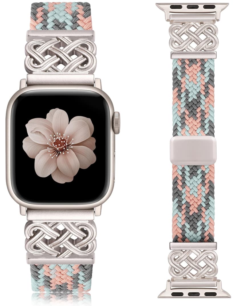 TOYOUTHS Braided Magnetic Band Compatible with Apple Watch Bands 42/41/40/38mm Women Men, Dressy Celtic Metal Fancy Stretchy Elastic Bracelet Strap for iWatch Series 11 10 9 8 7 6 5 4 SE 3 2 1