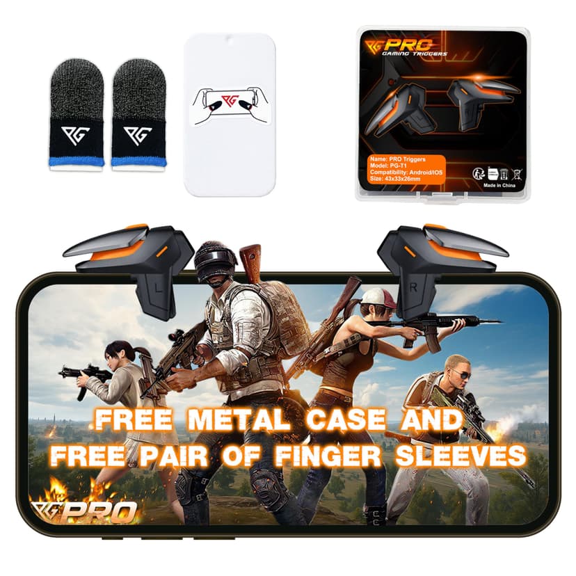 Progameplays Phone Triggers for Gaming – Mobile Triggers for PUBG Mobile iPhone & Android – L1 R1 Gaming Triggers for Phones, ZERO LAG, Fast Aim, No Screen Blocking – CODM Controller Shooter (2 Buttons)