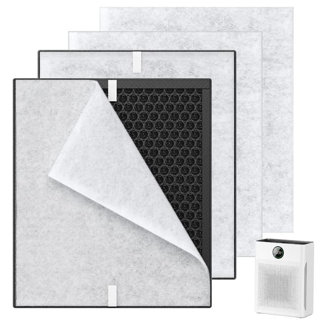 2 Pack PR1 Replacement Filter for Mooka Mode PR1 Air Purifier, H13 True HEPA Filter for Home Large Room up to 2200sq.ft, includes 4pcs Washable Pre Filter Removes Pollen Dander Smoke Pet Hair Dust