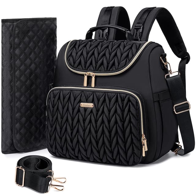 Tealari 4 in 1 Convertible Diaper Bag Backpack,Waterproof Baby Diaper Bag with Changing Pad,Converts into Baby Tote Bag,Diaper Backpack,Stroller Bag and Crossbody Diaper Bag