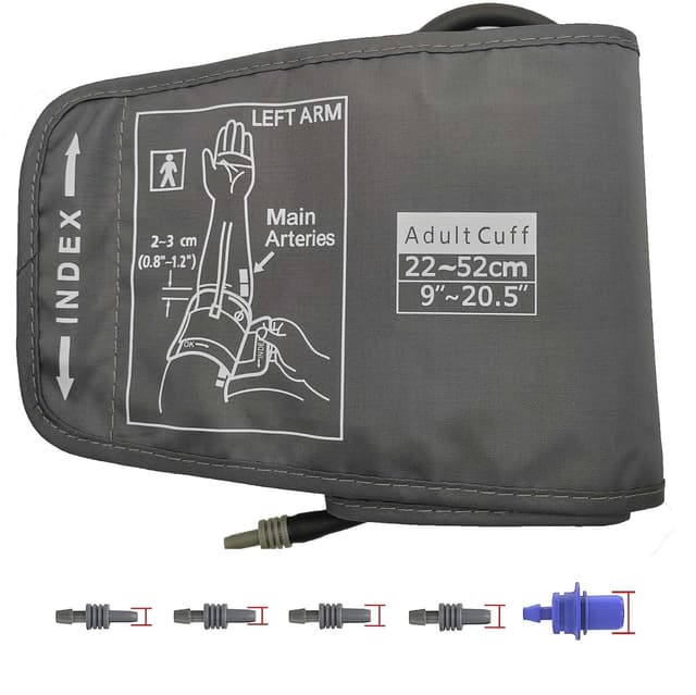 Extra Large Cuff Compatible with Omron 9"-20.5" Inches (22-52CM) XL Blood Pressure Adult ARM BP Replacement Cuff for Big ARM, Grey (Extra Large+ 5 Connectors)