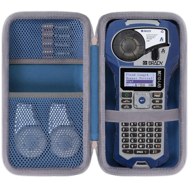 Baval Label Printer Case Compatible with Brady M210/M210-LAB/BMP21-PLUS Portable Label Printer(Blue Case,Gray Zipper)
