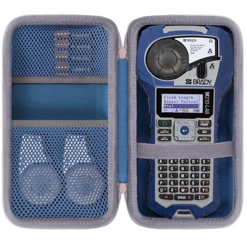 Baval Label Printer Case Compatible with Brady M210/M210-LAB/BMP21-PLUS Portable Label Printer(Blue Case,Gray Zipper)