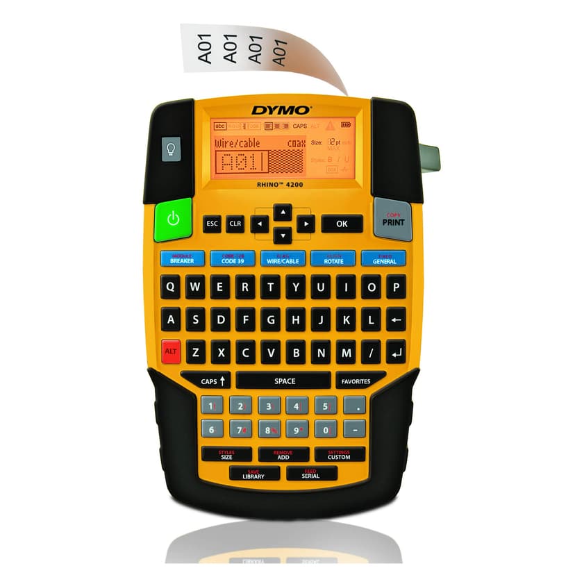 DYMO Industrial Label Maker | Rhino 4200 Label Maker Time-saving Hot Keys Prints Fast Durable For Job Sites and Heavy-Duty Labeling Jobs