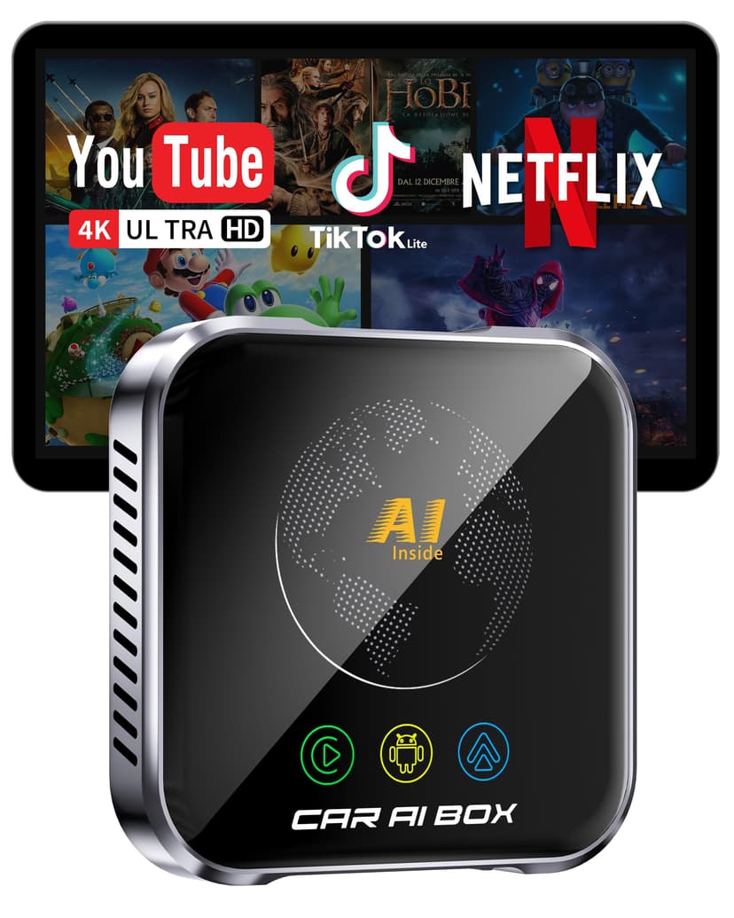 ZYW Magic AI Box Wireless CarPlay Adapter, Fast Car Video Box Plug & Play, Easy Setup, Supports Netflix/YouTube/TF Card Streaming Equalizers and More for OEM Wired CarPlay/Android Auto Cars (Gray)