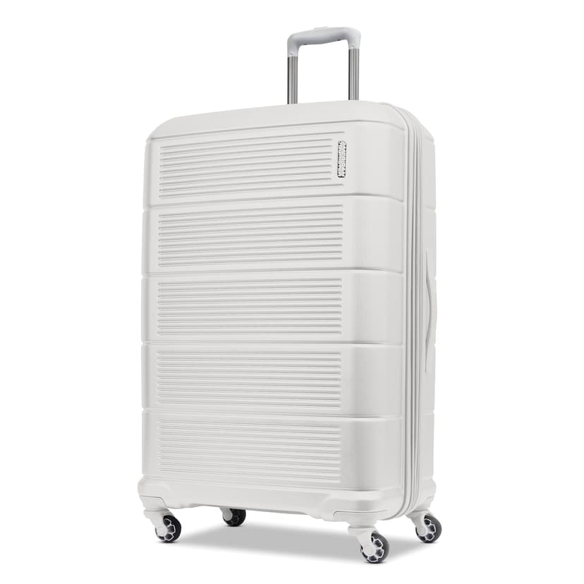 American Tourister Stratum 2.0 Expandable Hardside Luggage with Spinner Wheels, Checked-Large, White