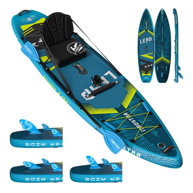 iTAOSTAR L01DP12’×35" Extra Wide Inflatable Stand Up Paddle Board - Premium SUP Board Kit with 5 Fins - Ultra Stable Paddleboard for Adults & Youth - All Skill Levels - for Lakes, Oceans & Fishing