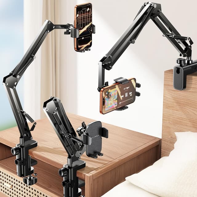 LISEN Gooseneck Phone Holder for Bed Desk [3rd Upgrade] Cell Phone Stand for Desk Bed Gaming Accessories, Gifts for Women Men Seniors Tech Mount for Recording Filming Laying Down Flexible Arm Clamp