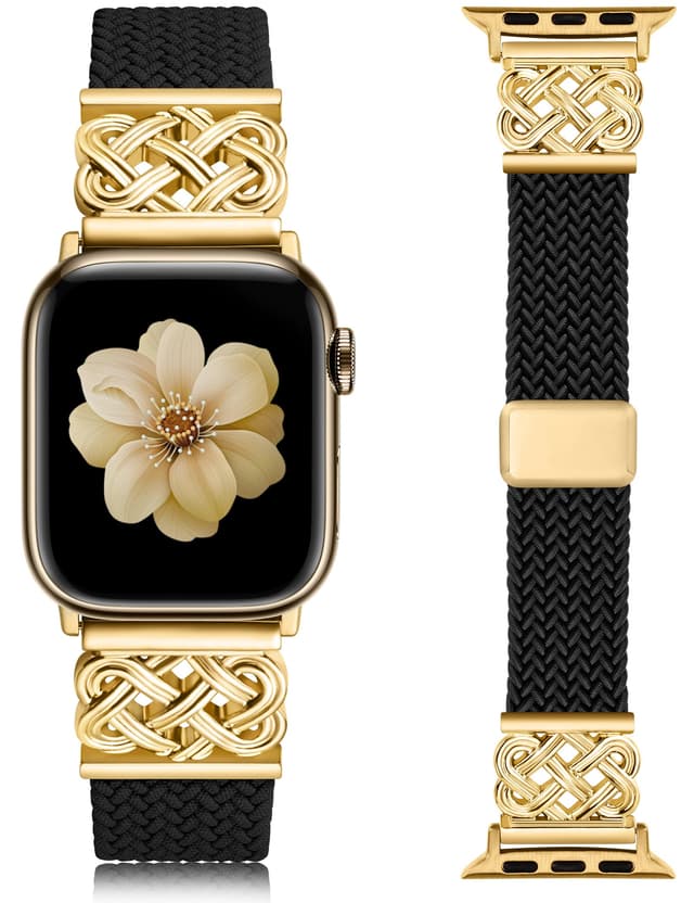 TOYOUTHS Braided Magnetic Band Compatible with Apple Watch Bands 42/44/45/46/49mm Women Men, Dressy Celtic Metal Fancy Stretchy Bracelet Strap for iWatch Series 11 10 9 8 7 6 5 4 SE/Ultra 3 2 1
