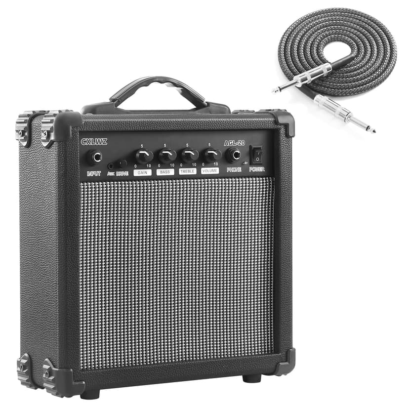 CXLWZ Electric Guitar Amp 20 Watt Amplifier Portable Amp with Headphone Input Gain Powe Including Professional Noise Reduction Cable （Black）