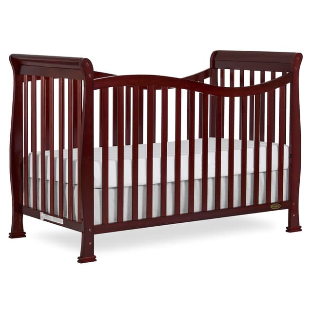Dream On Me Violet 7-in-1 Convertible Full-Size Baby Crib with Toddler, Day & Full Bed Conversion in Cherry, GreenGuard Gold & BSA, 4 Mattress Heights, Sustainable Pinewood