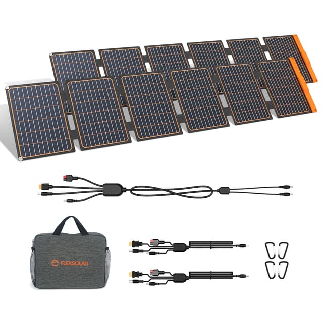 FlexSolar 2PCS 60W Portable Solar Panels Chargers with PD3.0 USB-C,QC3.0 USB-A and DC Outputs Foldable IP67 Waterproof Power Emergency Camping for Small Power Station Generator,Phones, Power Banks