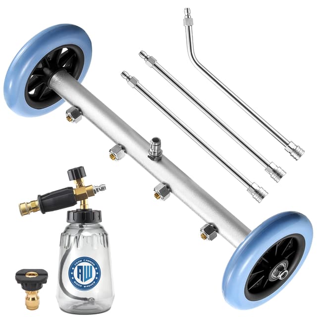 RIDGE WASHER Pressure Washer Undercarriage Cleaner, 16 Inch Undercarriage Washer with Foam Cannon, Under Car Cleaner with Straight Extension Wand, 4000 PSI