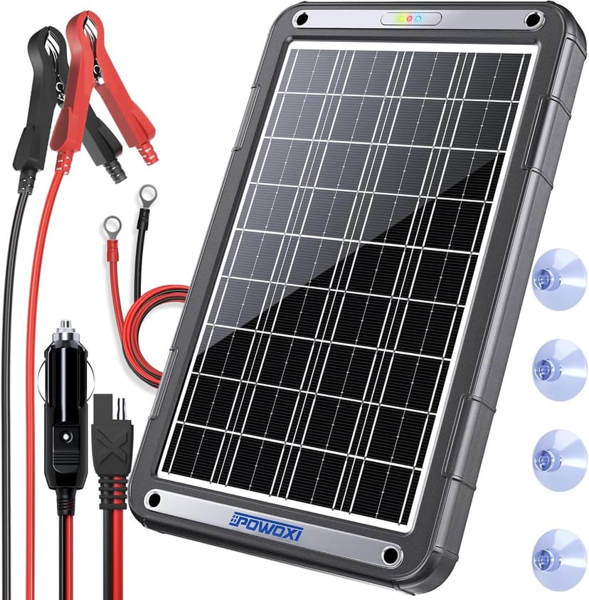 POWOXI 12V Solar Car Battery Charger: 15W Solar Trickle Charger Maintainer with MPPT Controller for Car - RV Boat Marine Motorcycle - Solar Panel Kit for Automotive Trailer Truck Snowmobile Tractor