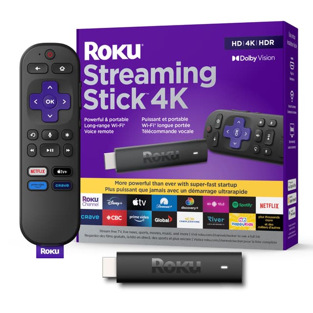 Roku Streaming Stick 4K 2022 (Official Manufacturer Product) | Streaming Device 4K/HDR/Dolby Vision with Voice Remote with TV Controls and Long-Range Wi-Fi