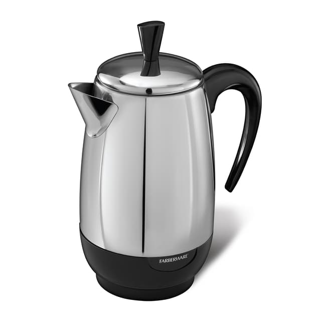 Farberware Electric Coffee Percolator, Stainless Steel Basket, Automatic Keep Warm, No-Drip Spout, 8 Cup