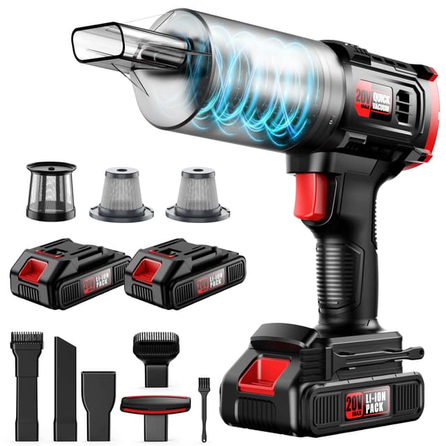 ONAVOT Handheld Vacuum Cleaner Cordless - 35000PA Strong Suction for Car & Home, Car Vacuum Portable Rechargeable Lightweight for Pet Hair with HEPA Filter, Quick Clean in Office/Desk/Couch (Red)