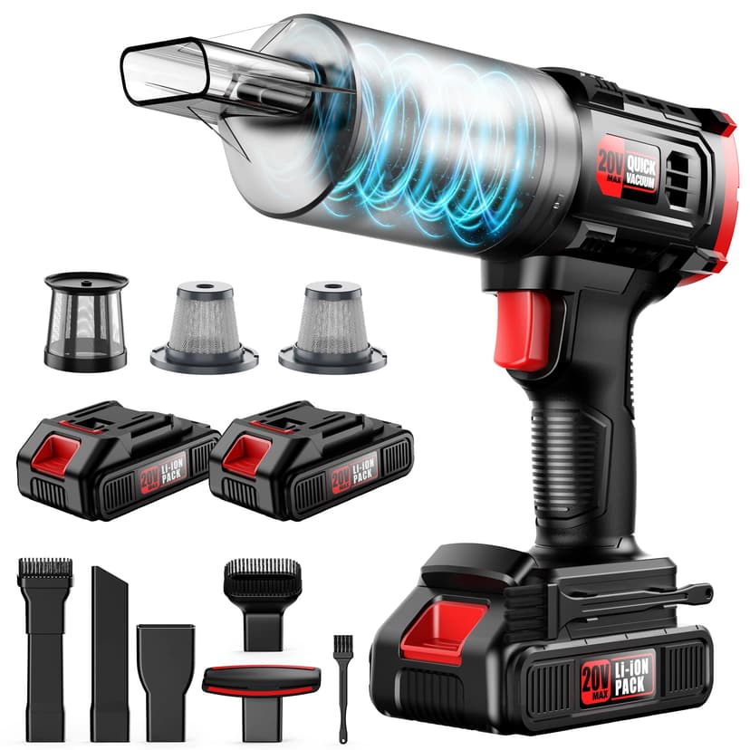 ONAVOT Handheld Vacuum Cleaner Cordless - 35000PA Strong Suction for Car & Home, Car Vacuum Portable Rechargeable Lightweight for Pet Hair with HEPA Filter, Quick Clean in Office/Desk/Couch (Red)