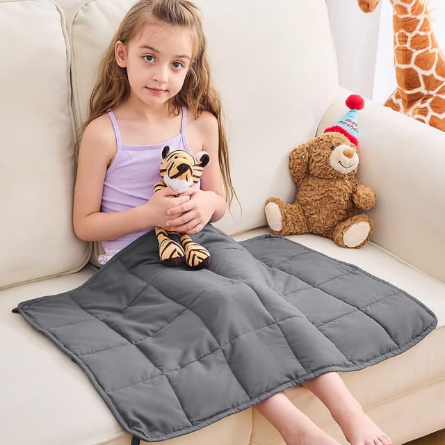 yescool Weighted Lap Pad 2 Pounds Weighted Lap Blanket, Grey Small Weighted Blanket, Weighted Throw Blanket Gift for Travel Indoor Outdoor, 20"x30"
