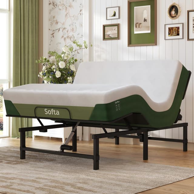 Softa Adjustable Bed Frame Queen Size with 10 inch Mattress, 900 LBS Heavy Duty, Dual Motor Electric Bed Base with Wireless Remote, USB Ports, LED Light, Zero Gravity, Memory Position, Mattress Holder