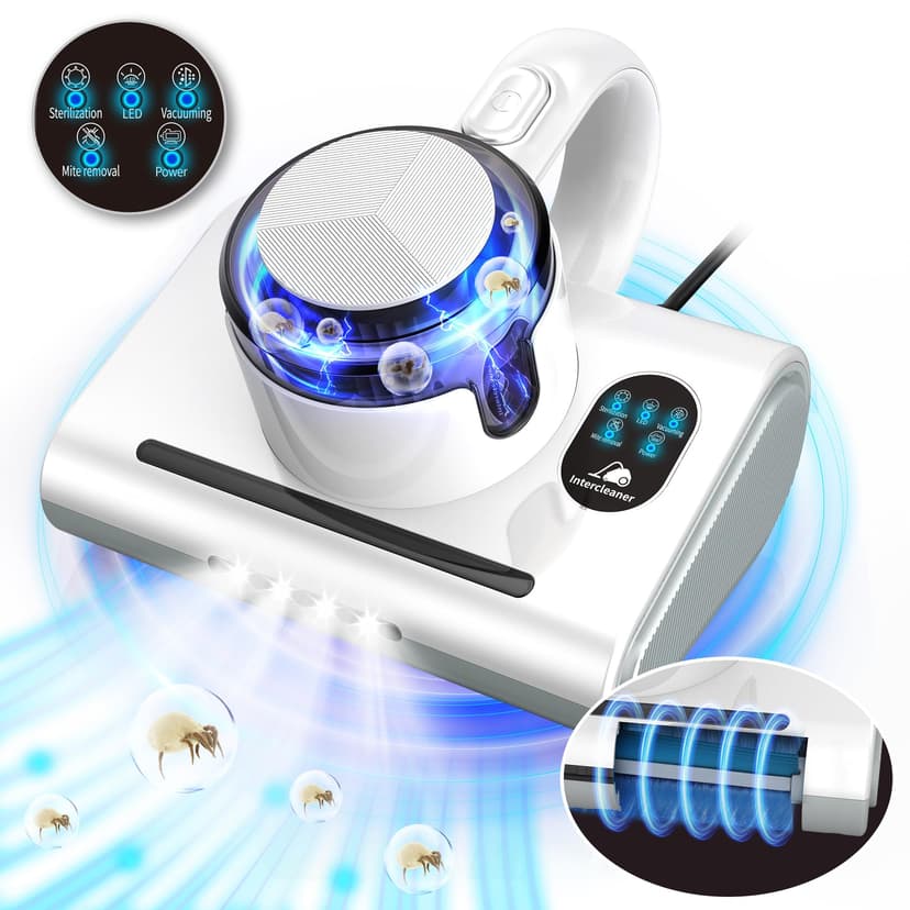 Mattress Vacuum Cleaner,13Kpa Powerful Suction Bed Vaccum Cleaner with UV-C Light,LED Headlights and High Heating Tech,1.2kg Light Weight Handheld vaccum for spot Cleaning,Sofa,Couch Fabric Cleaner