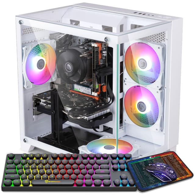 Kroteaup Gaming PC Computer Desktop, Radeon RX 560 4G, Intel Core i5 up to 3.6GHz, 16GB GDDR3, 512GB SSD, WiFi 6, RGB Fan x 5, Windows 11 Home