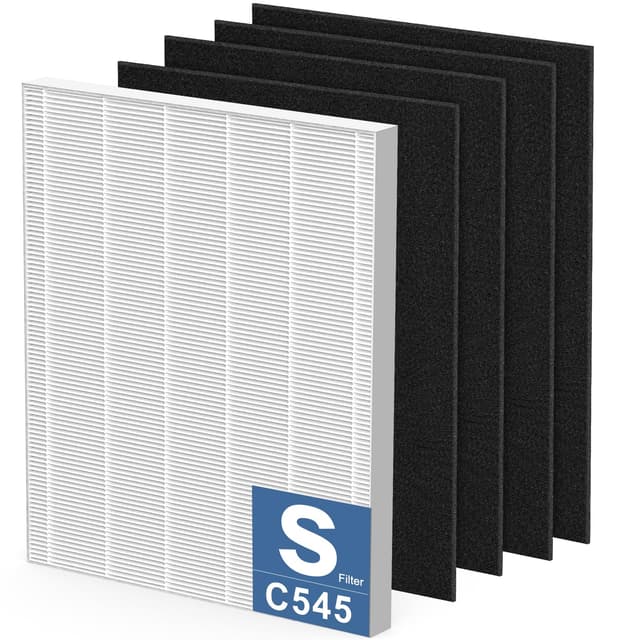 C545 HEPA Replacement Filter S Compatible with Winix C545 Air Purifier, Replaces Part 1712-0096-00 and 2522-0058-00, 1 HEPA Filter + 4 Activated Carbon Filters, 1 Pack