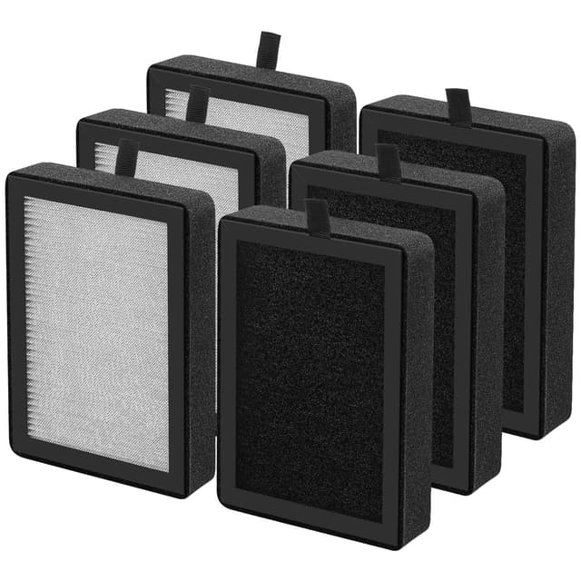 6 Pack LV-H128 Replacement Filter Compatible with LEVOIT LV-H128 / PUURVSAS (HM669A) / ROVACS (RV60) Air Purifiers, 3-IN-1 Filter for LV-H128-RF Replacement Filter