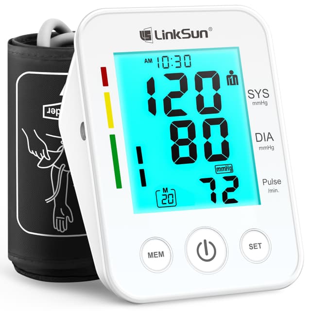 LinkSun Blood Pressure Monitor for Home Use with Large Upper Arm Cuff, Blood Pressure Machine with 100 Memory Recalls for 2 Users, Large LCD Screen, Charging Cable - 2008