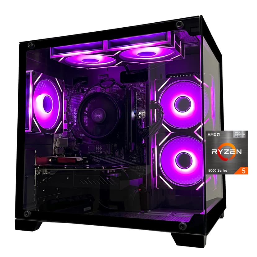 SKYESEV Gaming Desktop Computer PC,AMD Ryzen 5 5600,RTX3050 6GB,32GB DDR4 RAM and 1TB M.2 NVMe PCle,ARGB Fan,WiFi,Game Design Office Console,Sea View Room,Prebuilt Gaming PC Tower