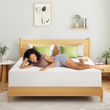 EGOHOME 10 Inch Queen Mattress, Memory Foam Mattress in a Box with Cooling Green Tea Gel, Relieve Pressure with Medium Support, CertiPUR-US Certified, 80''L x 60''W, White
