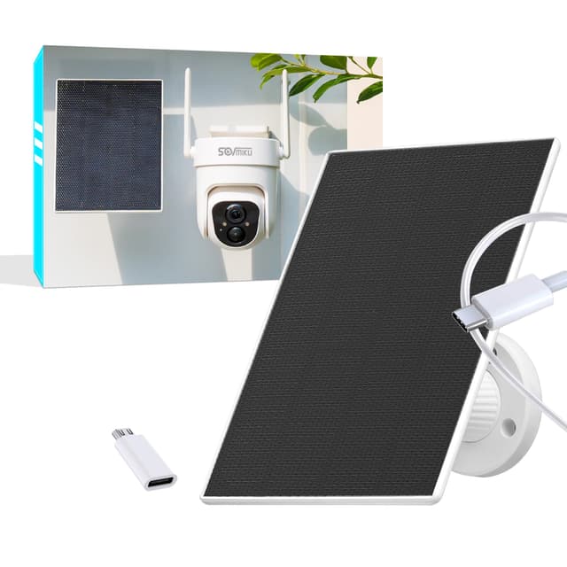 Vicohome 5V Solar Panels for Security Cameras for Bird Feeder 23% Energy Conversion Rate,9.8Ft Cable, USB C & Micro-USB Compatible, Weather Resistant, 360° Adjustable Bracket, for Tapo Eufy Aosu .etc