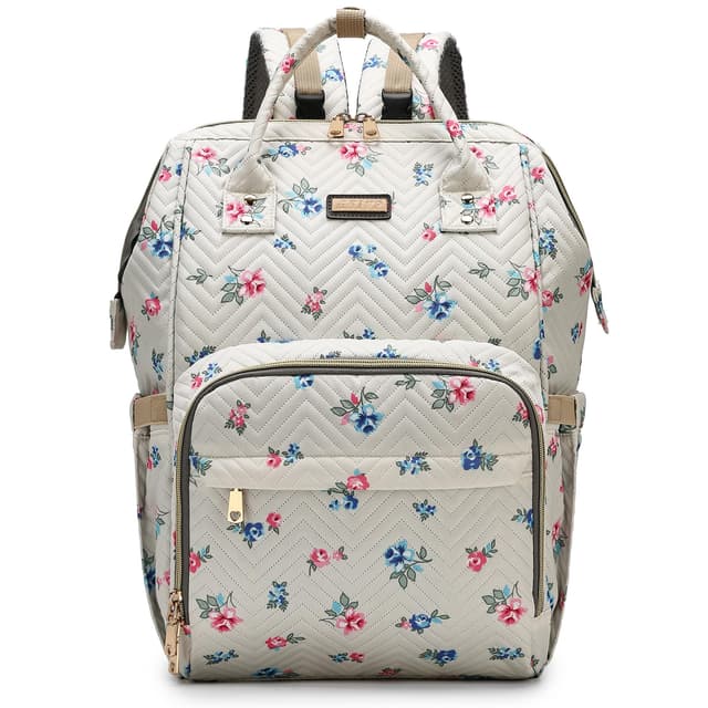 Diaper Bag Backpack, Diaper Bags for Baby Girls Boys, Baby Bags for Moms Dads, Nappy Changing Bag with Insulated Pockets,Multi-functional Waterproof Backpack with Stroller straps-Beige Flowers