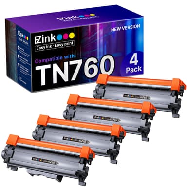 E-Z Ink TN760 Toner for Brother Printer Compatible for Brother TN-760 TN730 TN-730 Toner Cartridges to Use with MFC-L2710DW MFC-L2750DW HL-L2350DW HL-L2370DW HL-L2395DW L2390DW DCP-L2550DW (4 Black)