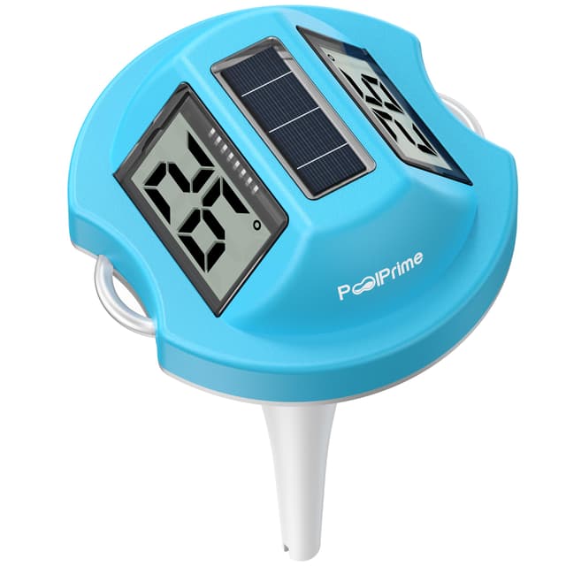 Pool Thermometer Floating Easy Read with Dual Jumbo-Sized Screens, Solar Digital Pool Temperature Thermometer Floating for SPA, Ponds (Blue)