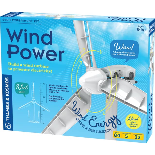 Thames & Kosmos Wind Power V5.0 STEM Experiment Kit, Build a 3ft-Tall Model Wind Turbine & Explore Clean, Renewable Energy, Optimized for Use Outdoors & Indoors, Experiments & Discovery for Ages 8+
