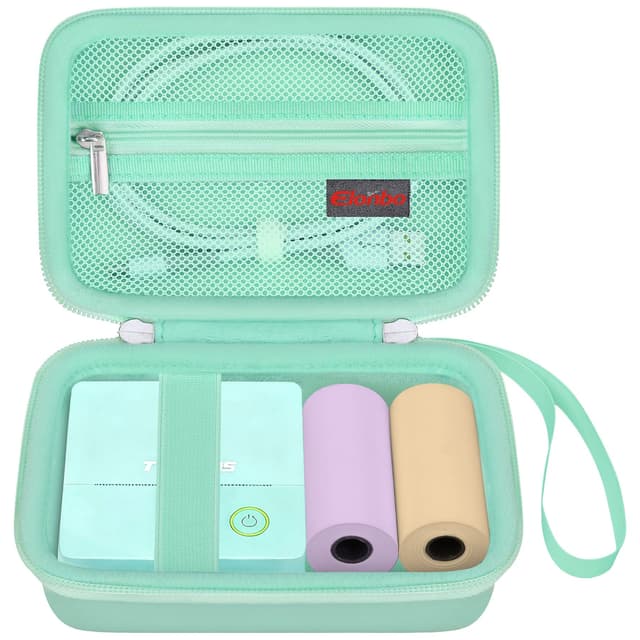 Elonbo Carrying Case for TYPONOS/ETIKEZ/Rotema/Vawense Sticker Printer, PM290 Portable Mini Printer, Inkless Bluetooth Label Maker Machine Travel Bag, Thermal Photo Printer Storage Holder, Green