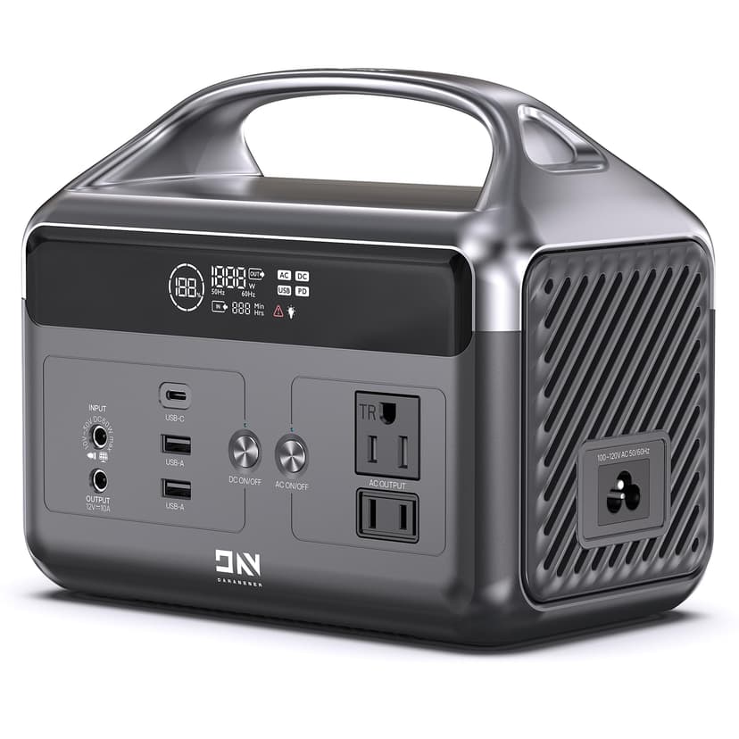 DaranEner Portable Power Station 60,000mAh, 192Wh LiFePO4 Battery Backup w/2 300W (Surge 600W) AC Outlets, 2H Fast Charging, Power Bank for Hurricane Emergency/Home/Outdoor Camping/RVs Use