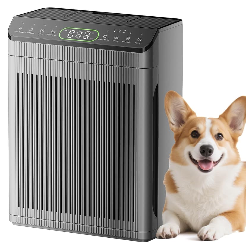 Air Purifiers for Home Large Room up to 2200sq.ft with Washable Filters, EVALIT Air Purifier for Bedroom with Fragrance, PM 2.5 Display Air Quality Sensor for Smoke Dust Odors, Grey, 1Pack+3Modes