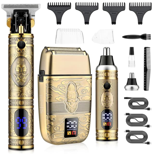 Saoilli Professional Hair Trimmer Hair Clippers for Men, Nose Hair Trimmer Men's Shaver Set,Cordless T-Blade Beard Trimmer Barber Clippers,Electric Foil Shavers Razor for Men Haircutting Kit