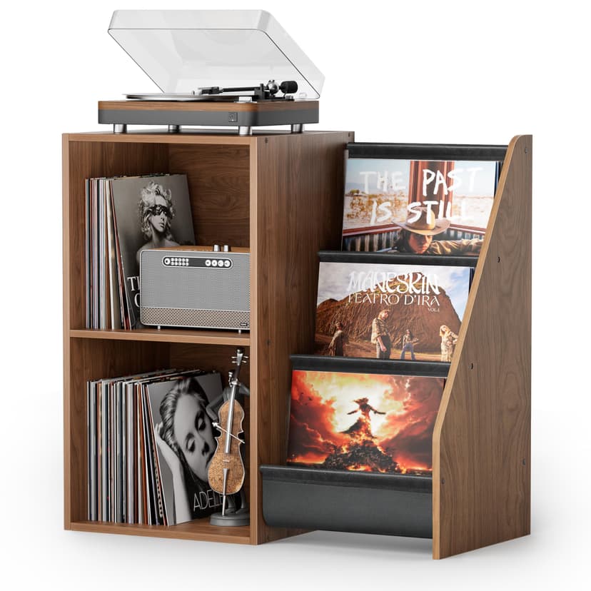 Record Player Stand,Turntable Stand with Vinyl Record Storage,Record Player Table with Vinyl Display Holder Shelf,Record Player Cabinet with 220 Albums Organizer,Media Console Cabinet for Stereo Audio