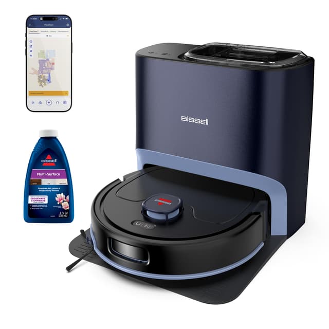 Bissell FlexClean FurForce Robot Vacuum & Mop with No Tangle Pet Brush Roll, LiDAR Navigation & Liftable Pad for Pet Hair Removal on Hard Floors & Rugs, 180min Runtime 60-Day Dust Collection, 4270L