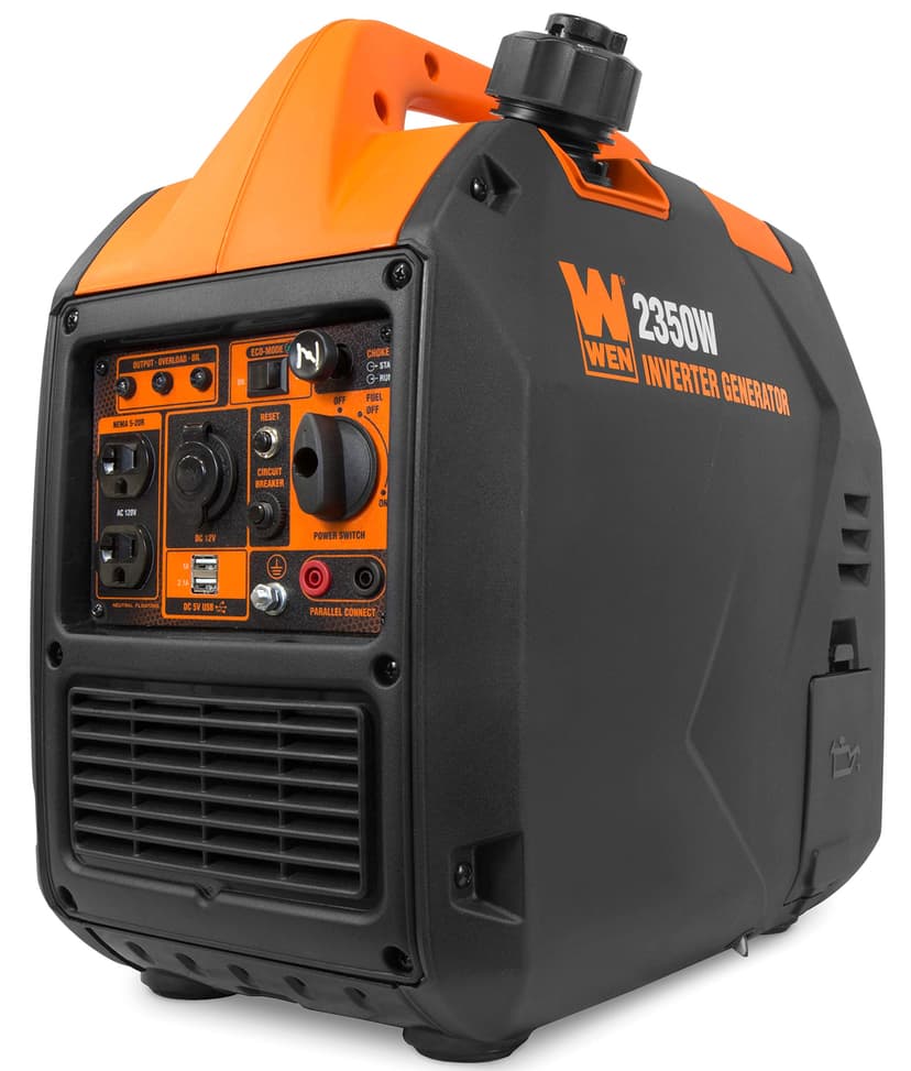 WEN Super Quiet 2350-Watt Portable Inverter Generator with Fuel Shut Off, Gasoline Power, Ultra Lightweight (56235i), Black