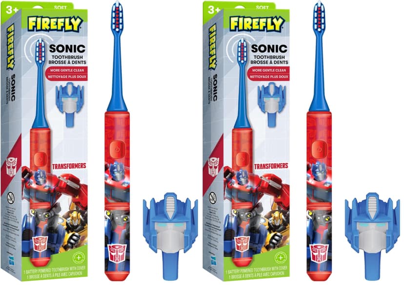 FIREFLY Transformers Sonic Toothbrush with 3D Cover, Soft, Ages 3+ (Pack of 2)