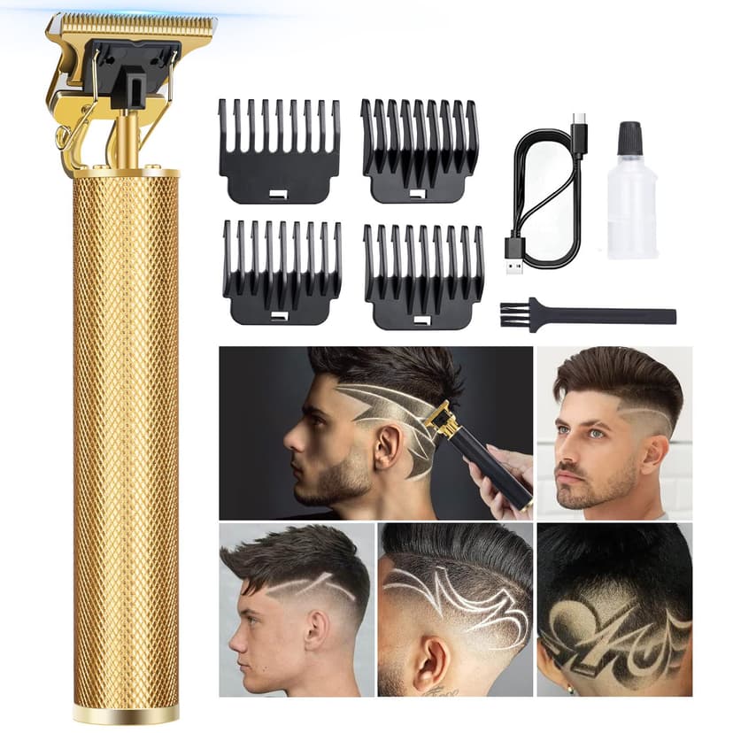candyfouse Hair Clippers for Men, Rechargeable Beard Trimmer with 4 Limit Combs, Grooming Kit for Barbers Haircut, USB Type-C Charging, Professional Shaver Gifts