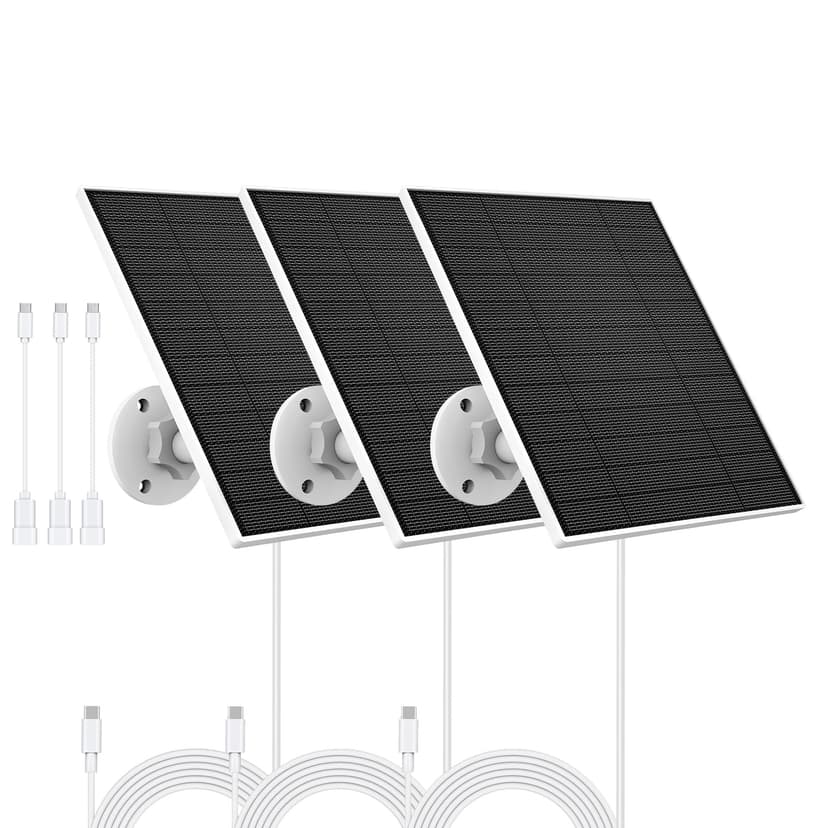 Solar Panel for Eufy Outdoor Camera, Compatible with Eufycam Camera, Continuous Power Supply, Includes 9.8ft Charging Cable, IP65 Waterproof, 3 Pack