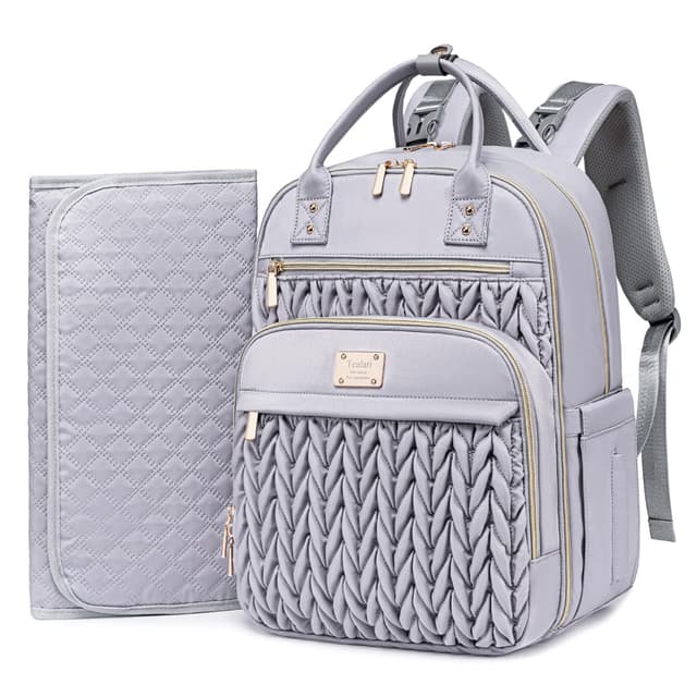 Tealari Diaper Bag Backpack,Stylish Baby Diaper Bag,Waterproof Travel Diaper Backpacks Baby Bags with Changing Pad,Stroller Straps,Insulated Pockets (Gray)