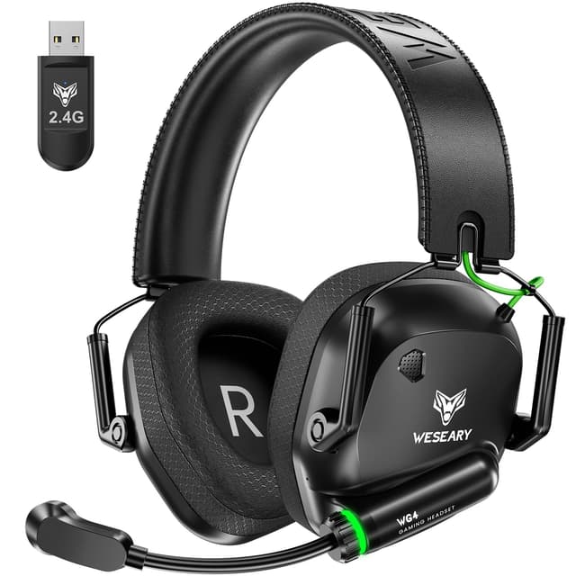WESEARY Wireless Gaming Headset 2.4GHz & Bluetooth 5.4 Gaming Headphones with ENC Mic, Ultra-Low Latency, Stereo Sound, Soft Earmuffs, Wireless Headsets for PS5, PS4, Switch, PC, Mac