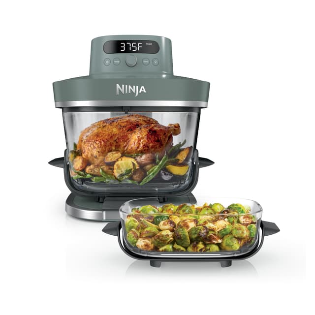 Ninja Crispi Pro 6-in-1 Glass Air Fryer | 450°F, Nontoxic, 6qt & 2.5qt Containers & Lids | Microwave, Freezer, Dishwasher Safe | Max Crisp, Air Fry, Bake, Roast, Recrisp, Dehydrate | Ash Grey, AS101DG